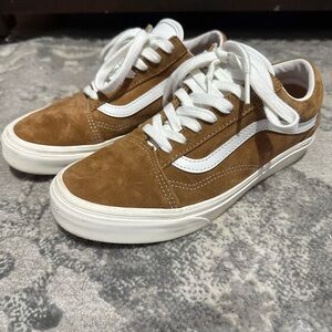 Vans Brown Suede Sneakers with White Accents